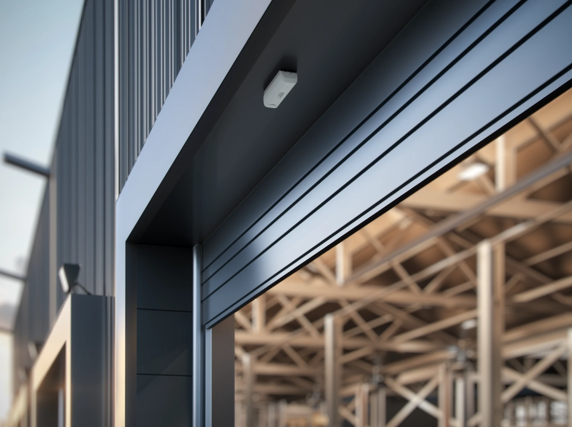 Ajax Curtain Outdoor Mini Jeweller protecting a commercial loading-bay opening