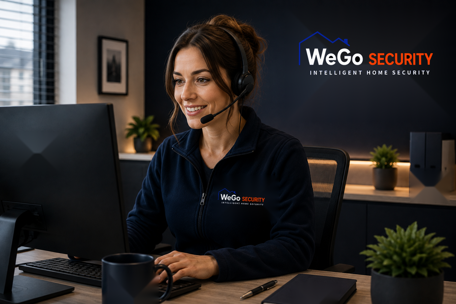 WeGo Security support team member at a desk ready to help customers