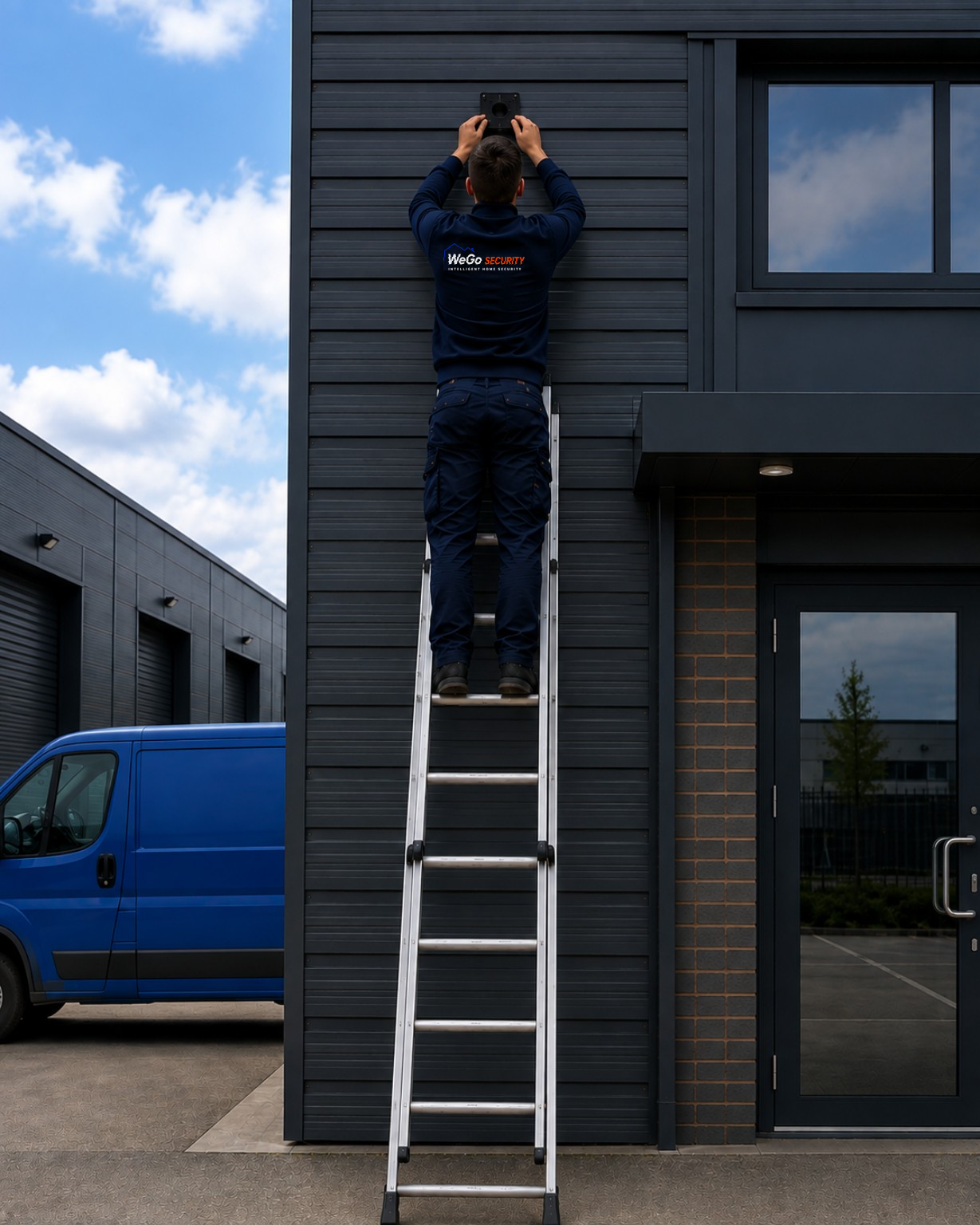 WeGo engineer installing an Ajax commercial security system