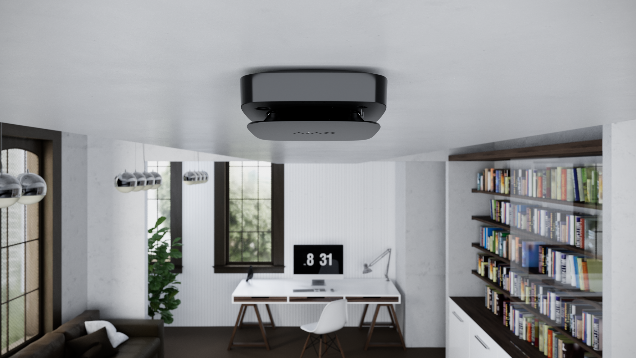 Ajax FireProtect 2 smoke detector on a ceiling